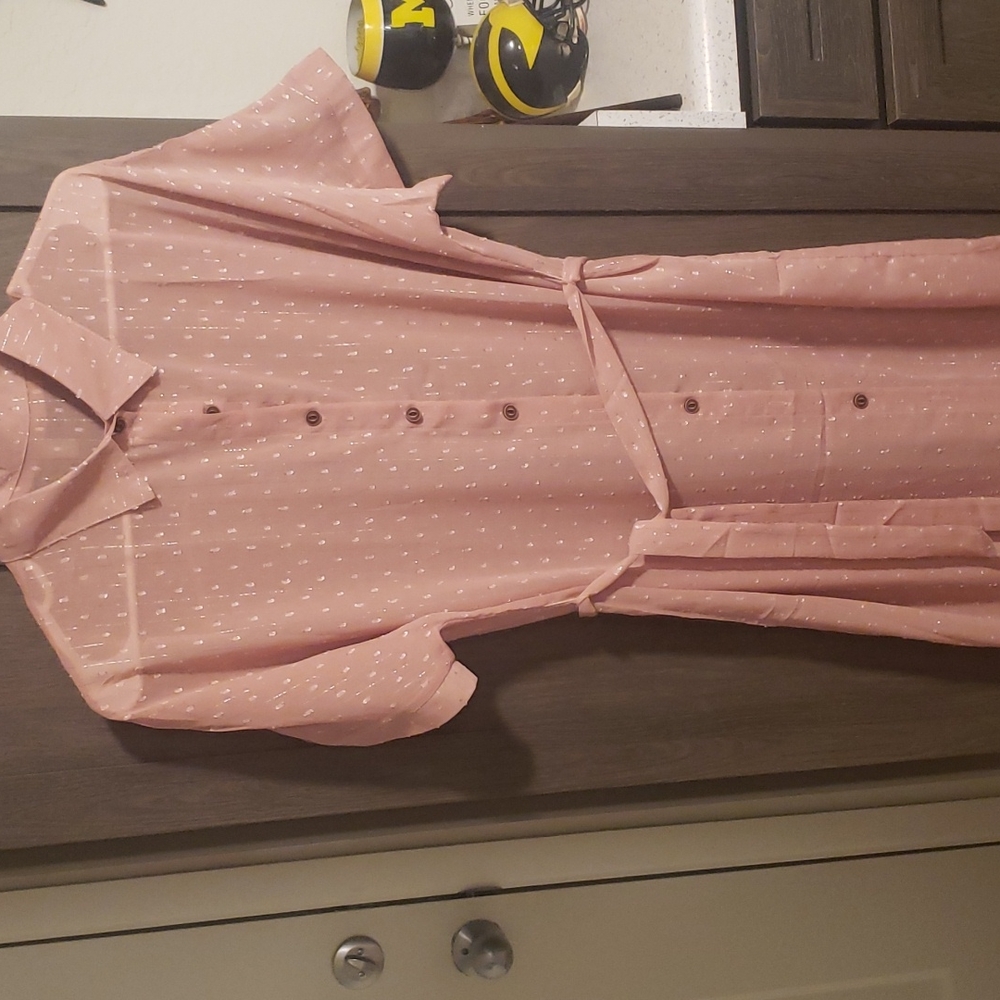 🇺🇸 1 Left 🎉🎉💞New boutique long swiss dot belted cardigan - Picture 6 of 14
